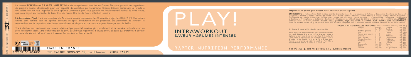 PLAY ! - IntraWorkout Hydratation, Énergie et Récupération