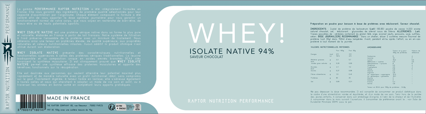 Whey Native 100% Pure  Protéine en Poudre • Faible en Lactose